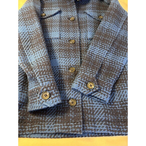OUTERKNOWN Cloud Weave Shirt Jacket Women XS Blue Plaid Heavy Shacket Pockets - Picture 7 of 15